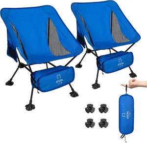 ATEPA Backpacking Chair, Ultralight Folding Portable Small Camping Chairs for Adults Compact Foldable Beach Seat with Anti-Sinking Feet & Aluminum Frame for Outdoor Hiking Travel Fishing