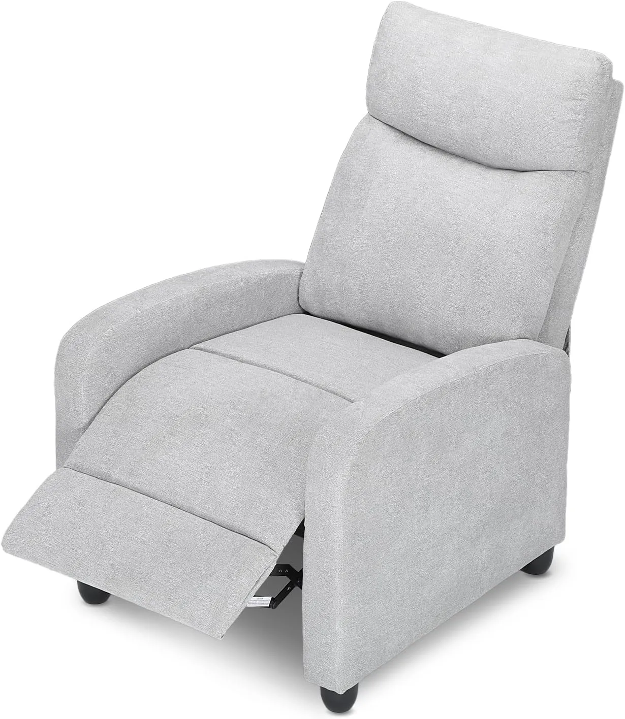 Athena Collection Recliner Chair, Reclining Lounge Chair with Adjustable Backrest and Footrest for Adults, Linen Upholstered Small Recliner Single Sofa for Small Space, Living Room, Bedroom, Grey