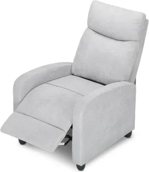 Athena Collection Recliner Chair, Reclining Lounge Chair with Adjustable Backrest and Footrest for Adults, Linen Upholstered Small Recliner Single Sofa for Small Space, Living Room, Bedroom, Grey