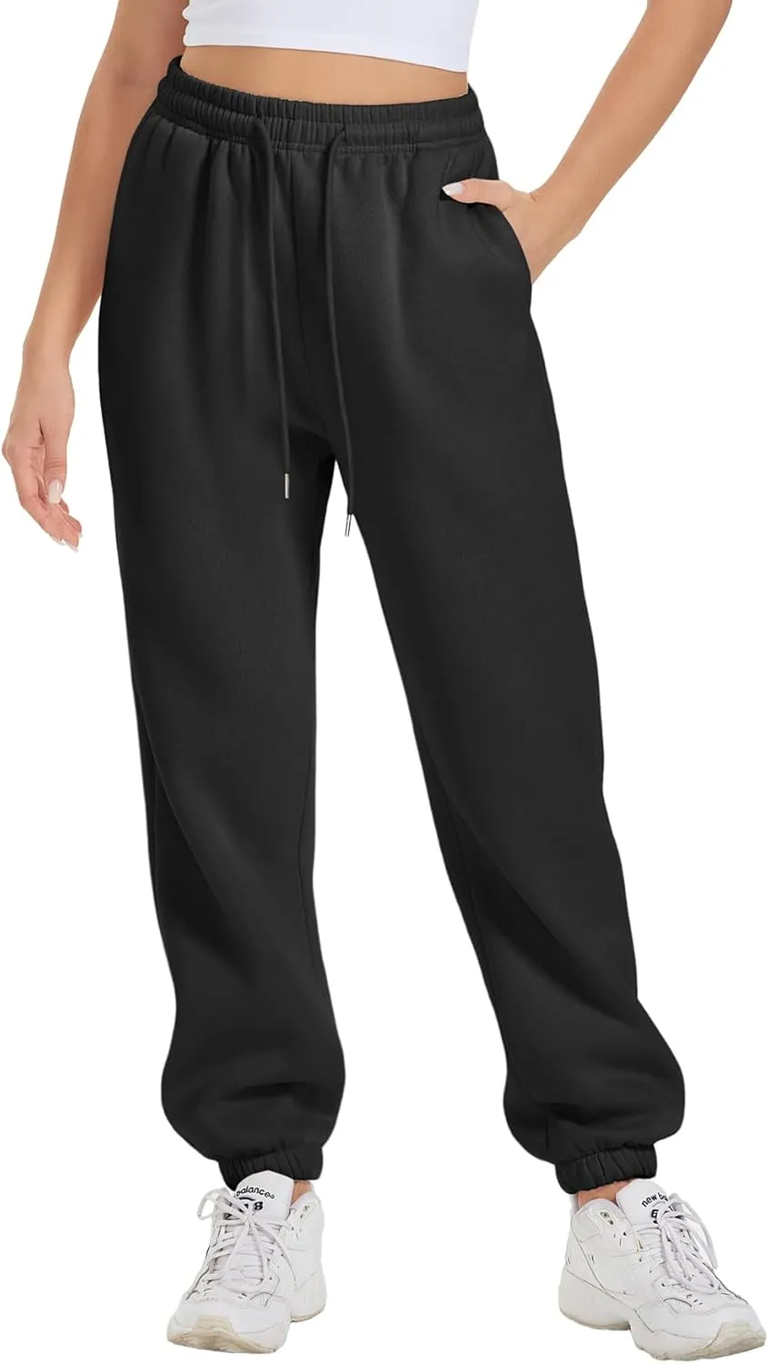 ATHMILE Sweatpants Women Fleece Pockets Winter Fall Fashion Baggy Lounge Pants Joggers
