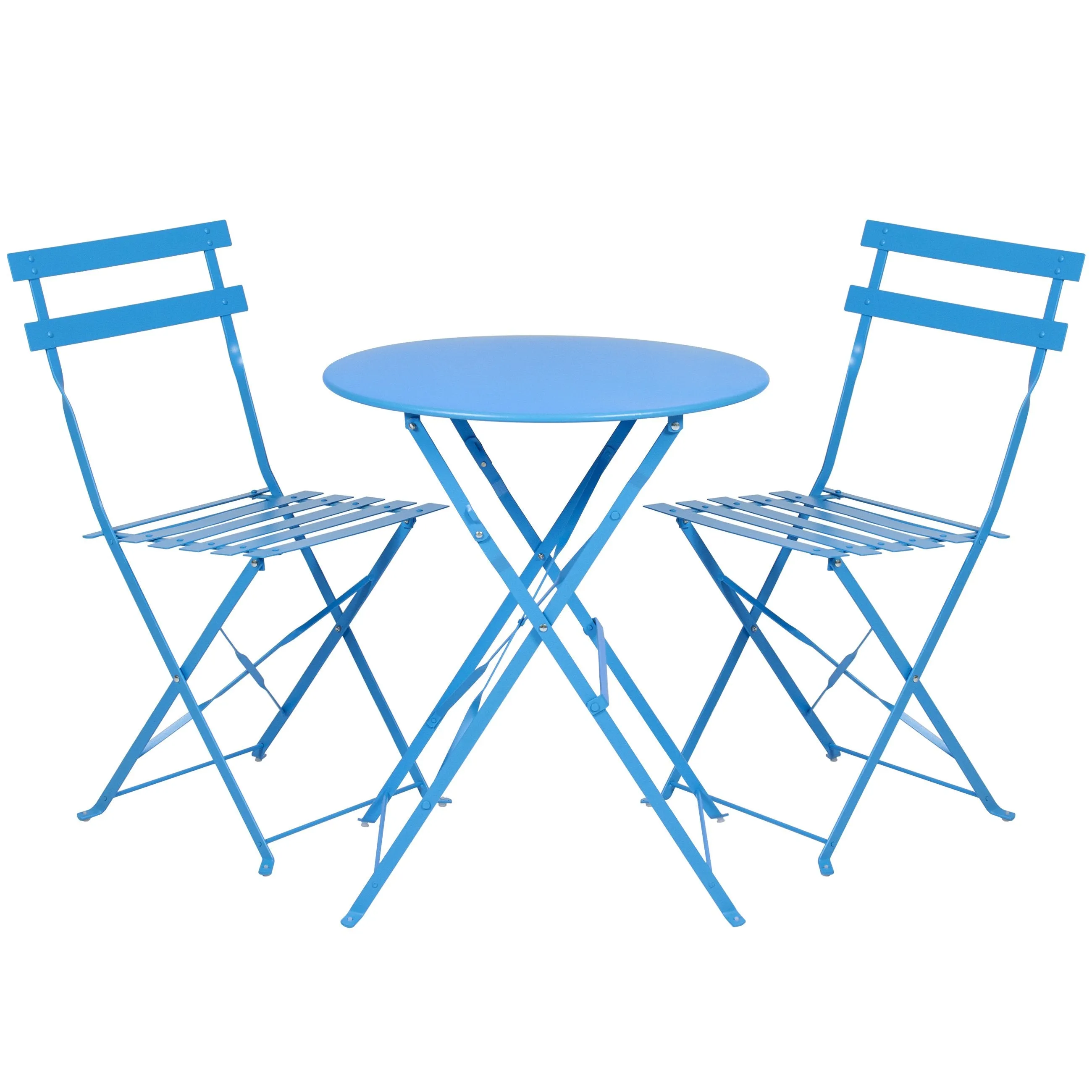 Attentive support Outdoor Folding Metal Steel Portable Bistro w/ 3-Piece Set Augmented reality Furniture Frame
