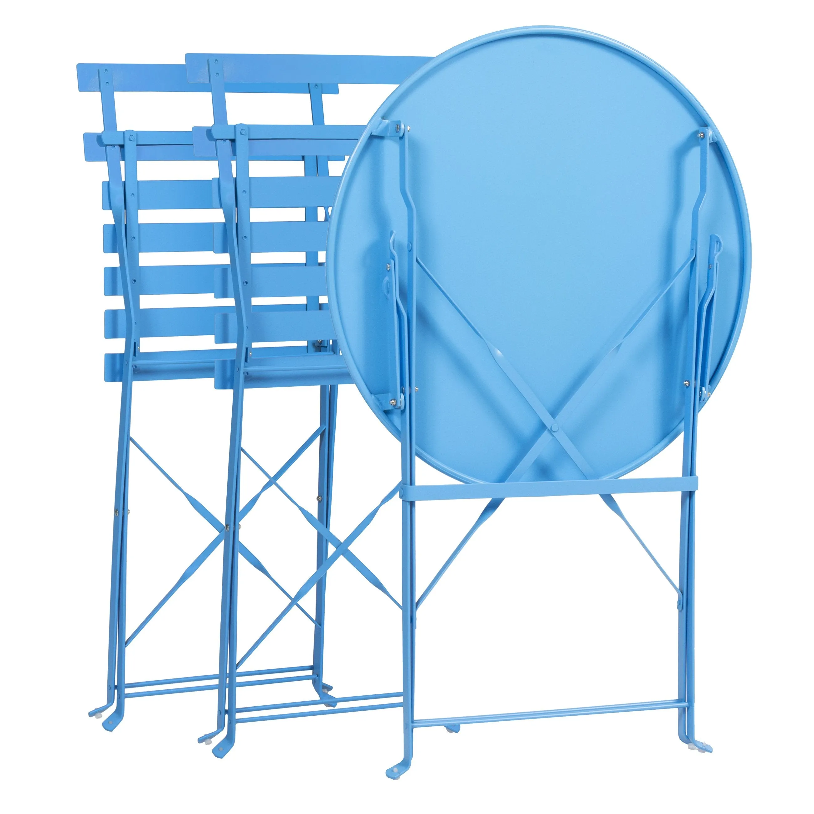 Attentive support Outdoor Folding Metal Steel Portable Bistro w/ 3-Piece Set Augmented reality Furniture Frame