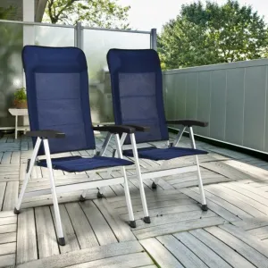 Auction Deal -Outdoor Patio Navy Blue Portable Folding Dining Chair with Headrest