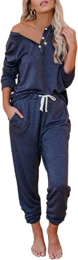 AUTOMET Womens 2 Piece Outfits Pajamas Sets Fall Lounge Sets Loungewear Sweatsuits with Sweatpants