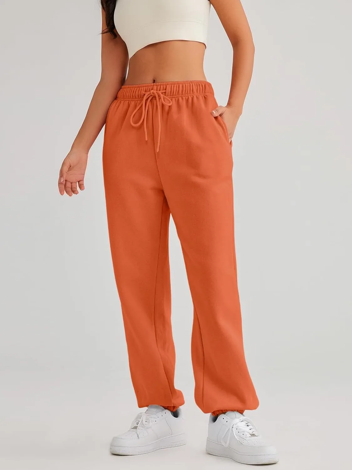 AUTOMET Women's Casual Baggy Fleece Sweatpants