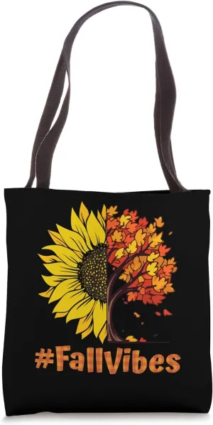 Autumn Vibes Fall Season Autumn Leaves Sunflower Tote Bag