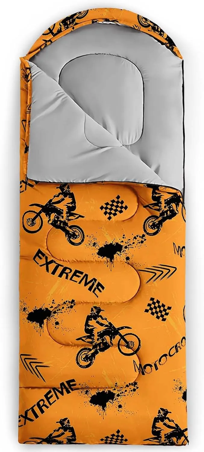 Axolotl Polar Bear Sleeping Bag for Kids Girls,Pink Strawberry Camping Bag with Kawaii Animals Compression Sack for Women,Pink Sleeping Mat for 3 Season Traveling Outdoor Hiking Camping Gear Equipment