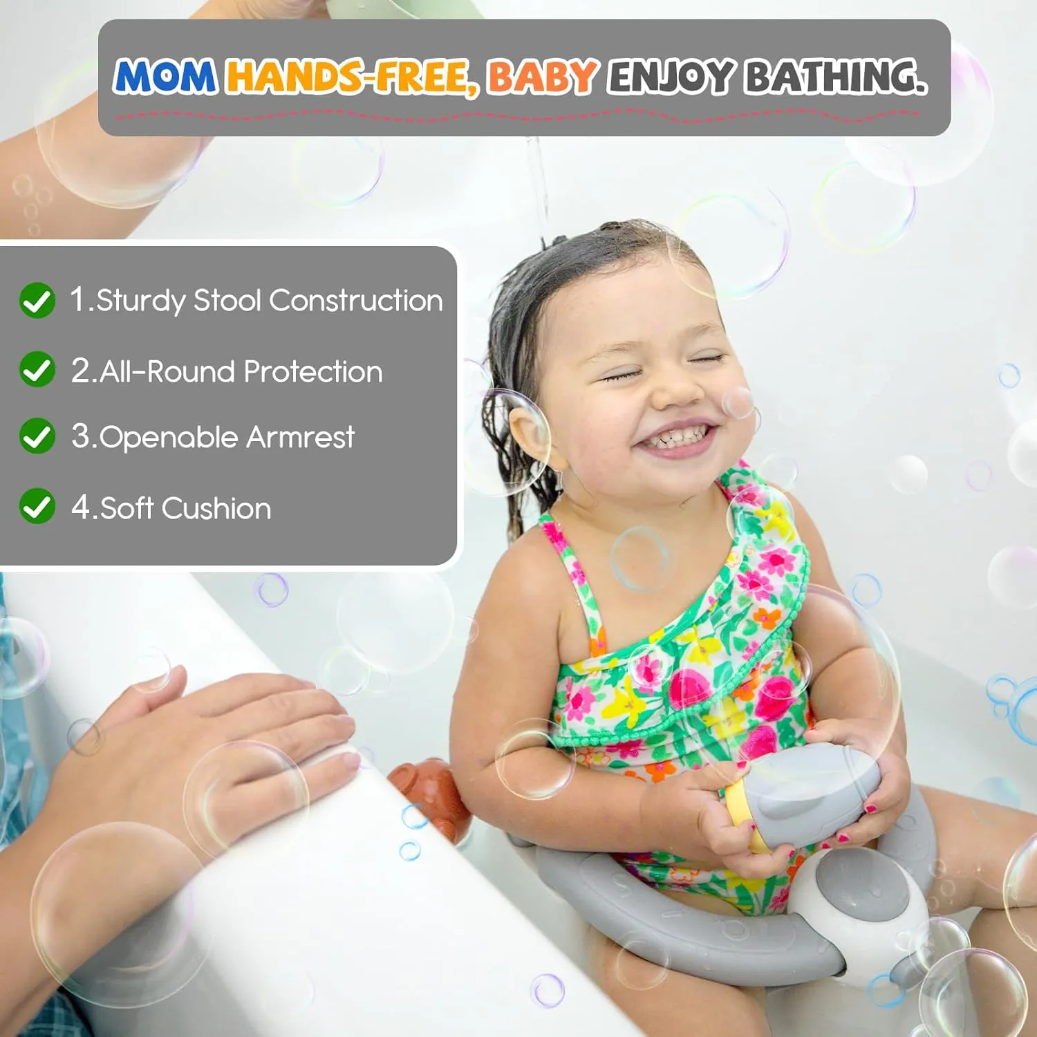Baby Bath Seat for Babies 6 Months & up, Sure & Secure Suction Cups, Non-Slip Baby Bath Seat, Detachable, Safe & Comfortable Baby Bath Support, Baby Bath for Bathtub/Living Room/Shower Room (Pink)