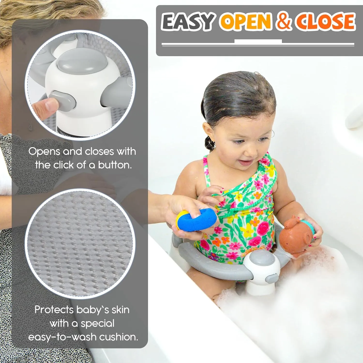 Baby Bath Seat for Babies 6 Months & up, Sure & Secure Suction Cups, Non-Slip Baby Bath Seat, Detachable, Safe & Comfortable Baby Bath Support, Baby Bath for Bathtub/Living Room/Shower Room (Pink)