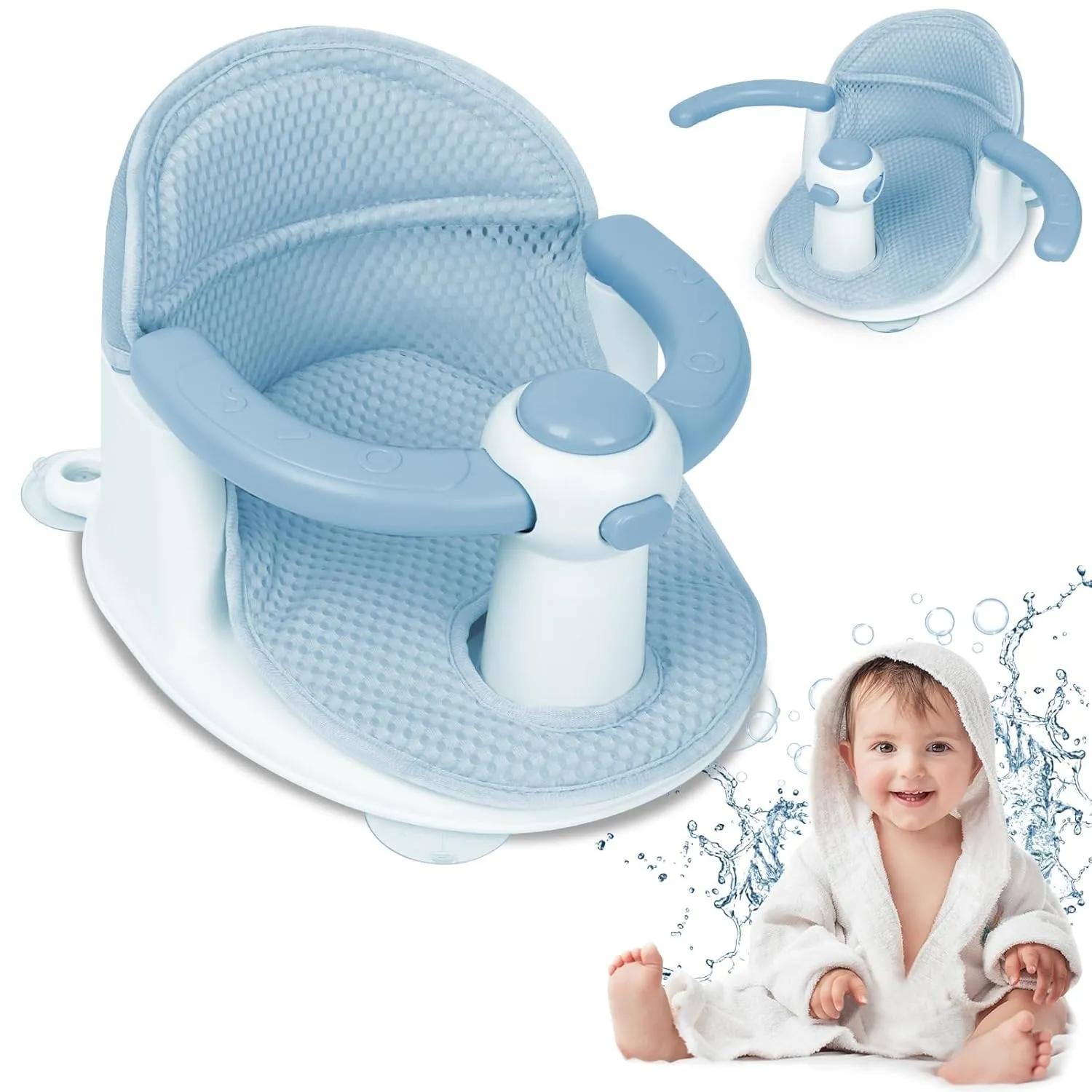 Baby Bath Seat for Babies 6 Months & up, Sure & Secure Suction Cups, Non-Slip Baby Bath Seat, Detachable, Safe & Comfortable Baby Bath Support, Sit Up Bath Seat for Baby (Blue)