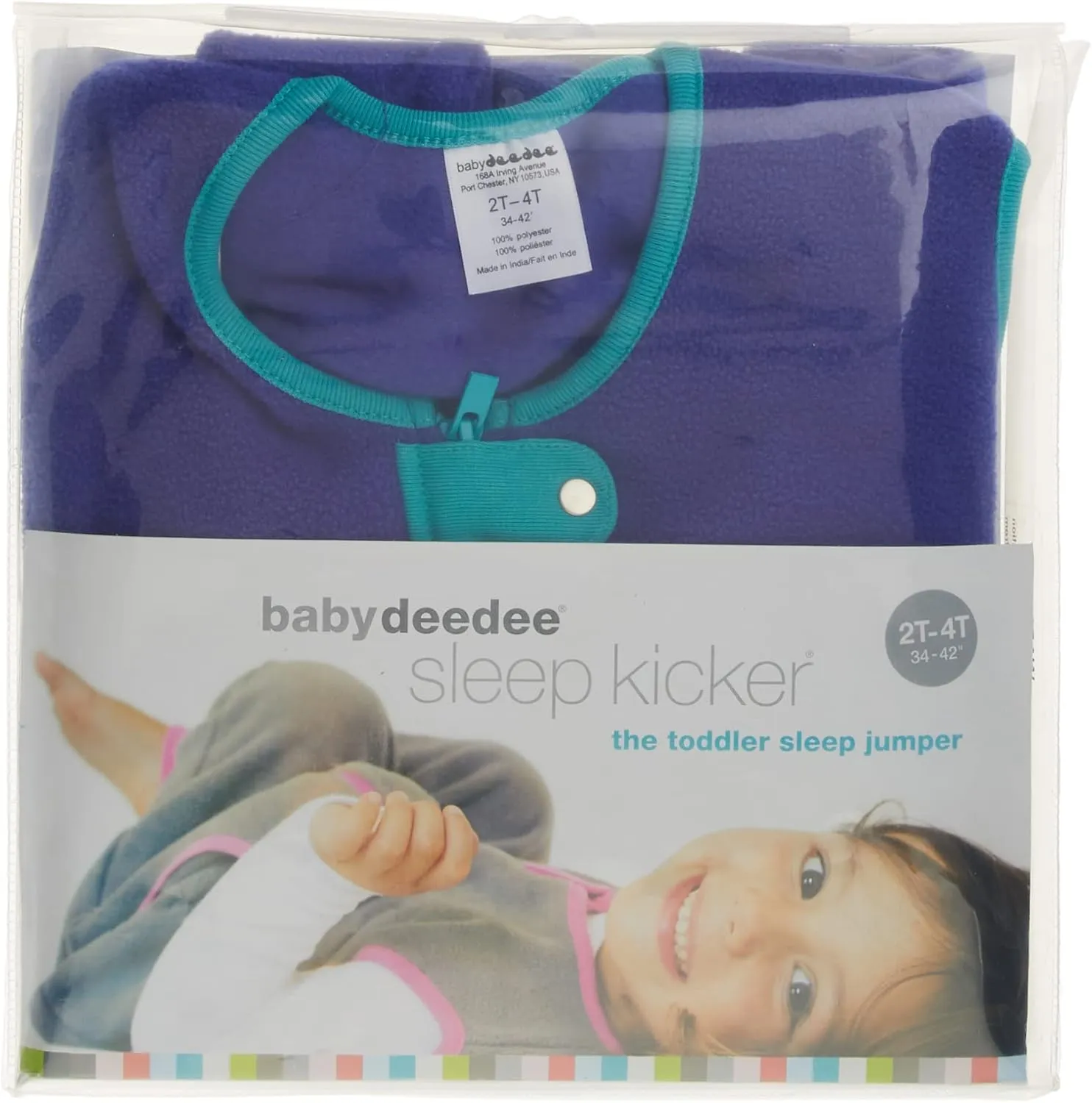 baby deedee Fleece Kicker Sack with Feet Baby Sleep Bag, Peacock, 2-4T