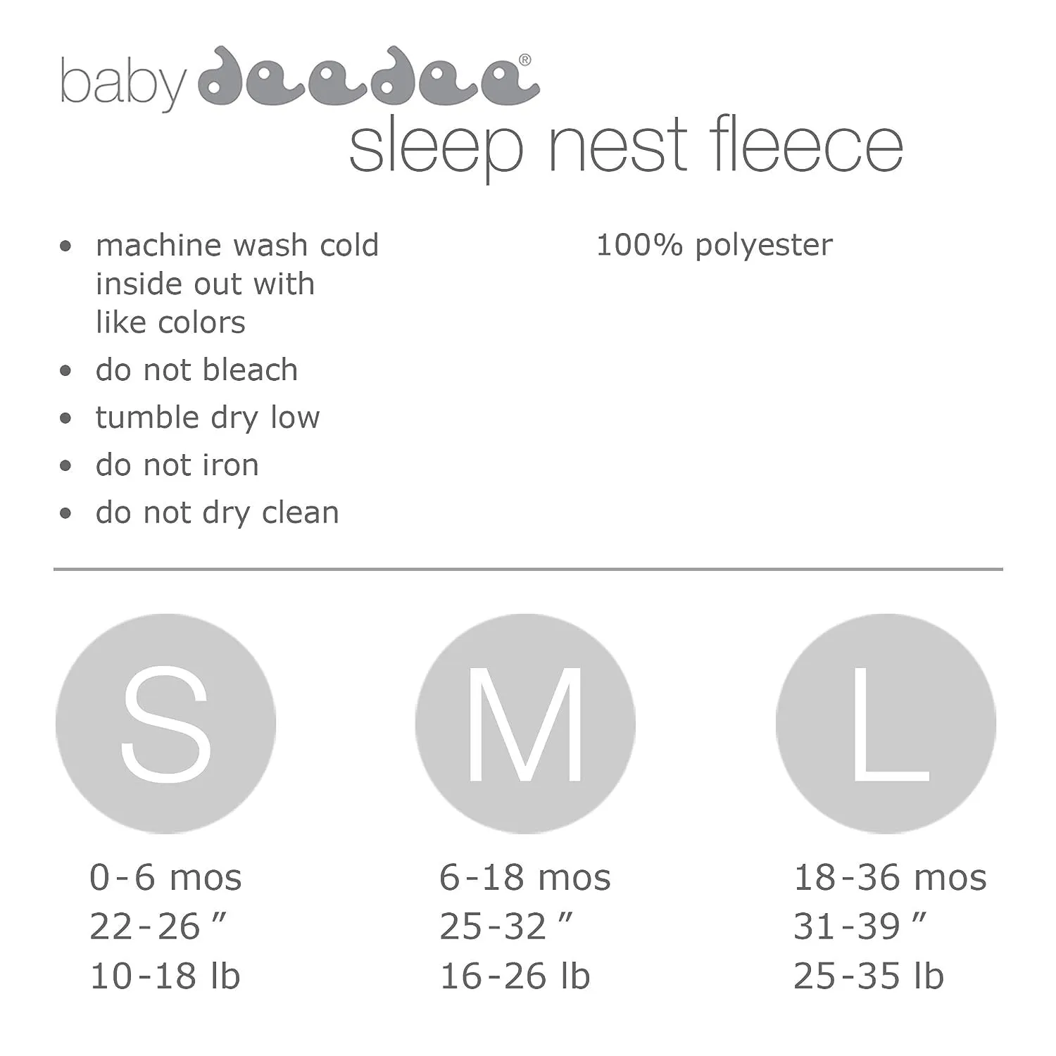 baby deedee Sleep Nest Fleece Baby Sleeping Bag, Gray, 18-36 Month, Gray Aqua
