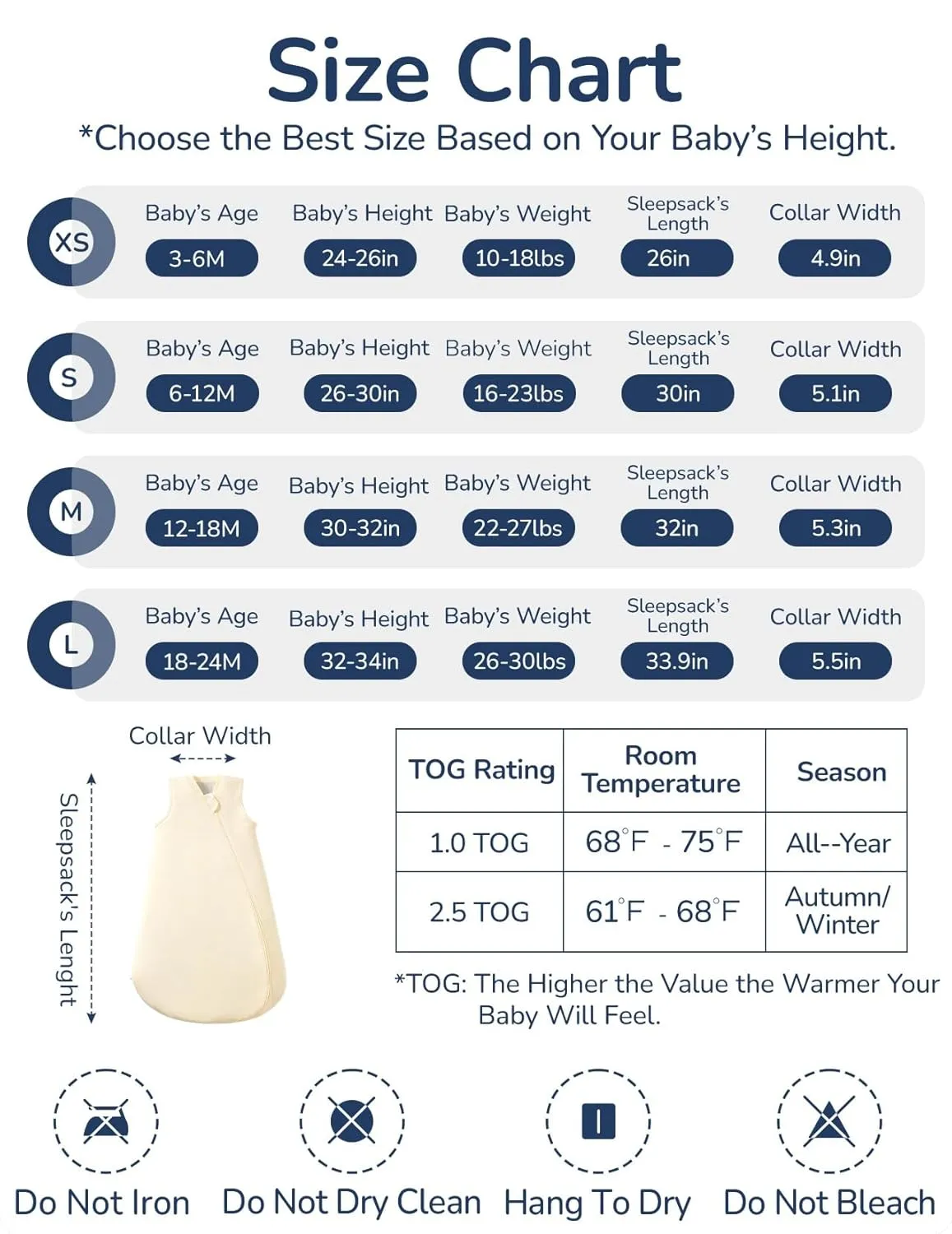 Baby Sleep Sack, 1.0 Tog Supersoft Thermostatic Cotton Toddler Sleeping Sack for Babies Infant, 2-Way Zipper Baby Wearable Blanket for All Season