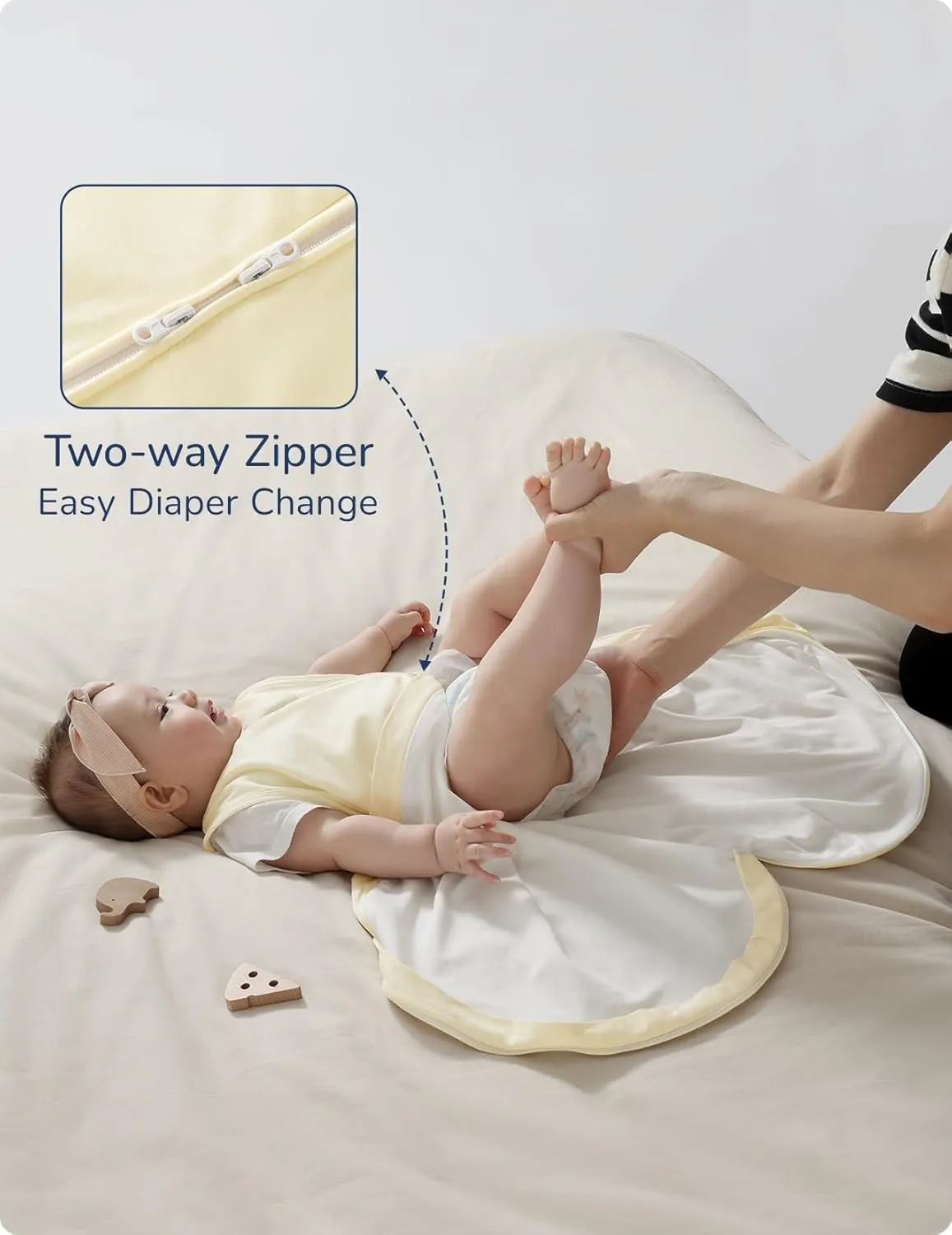 Baby Sleep Sack, 1.0 Tog Supersoft Thermostatic Cotton Toddler Sleeping Sack for Babies Infant, 2-Way Zipper Baby Wearable Blanket for All Season