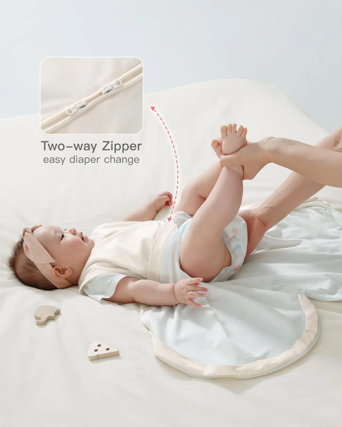 Baby Sleep Sack 6-12 Months, 1.0 Tog Supersoft Thermostatic Cotton Toddler Sleeping Sack for Babies Infant, 2-Way Zipper Baby Wearable Blanket for All Season