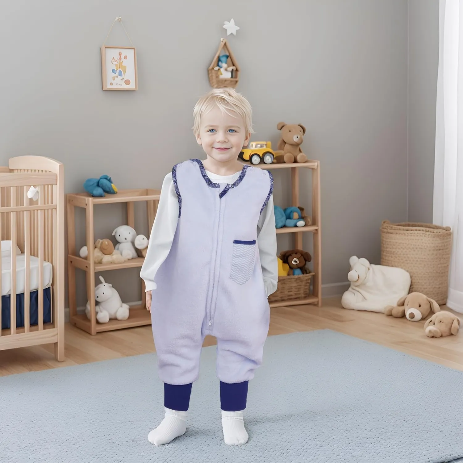 Baby Sleep Sack with Feet (12-24 Months) Fleece Plush Tog 1.5 Soft Toddler Wearable Blanket With Leg Infant Walking Sleeping Bag Warm Walker Sleeper