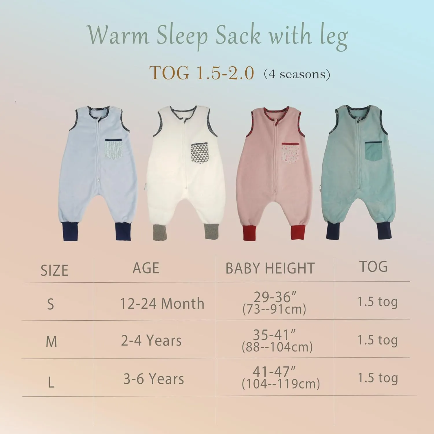Baby Sleep Sack with Feet (12-24 Months) Fleece Plush Tog 1.5 Soft Toddler Wearable Blanket With Leg Infant Walking Sleeping Bag Warm Walker Sleeper