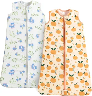 Baby Sleep Sacks Unisex Organic Cotton Toddlers' Sleeping Bags, 2-Way Safe Zippers 0.5TOG for Babies