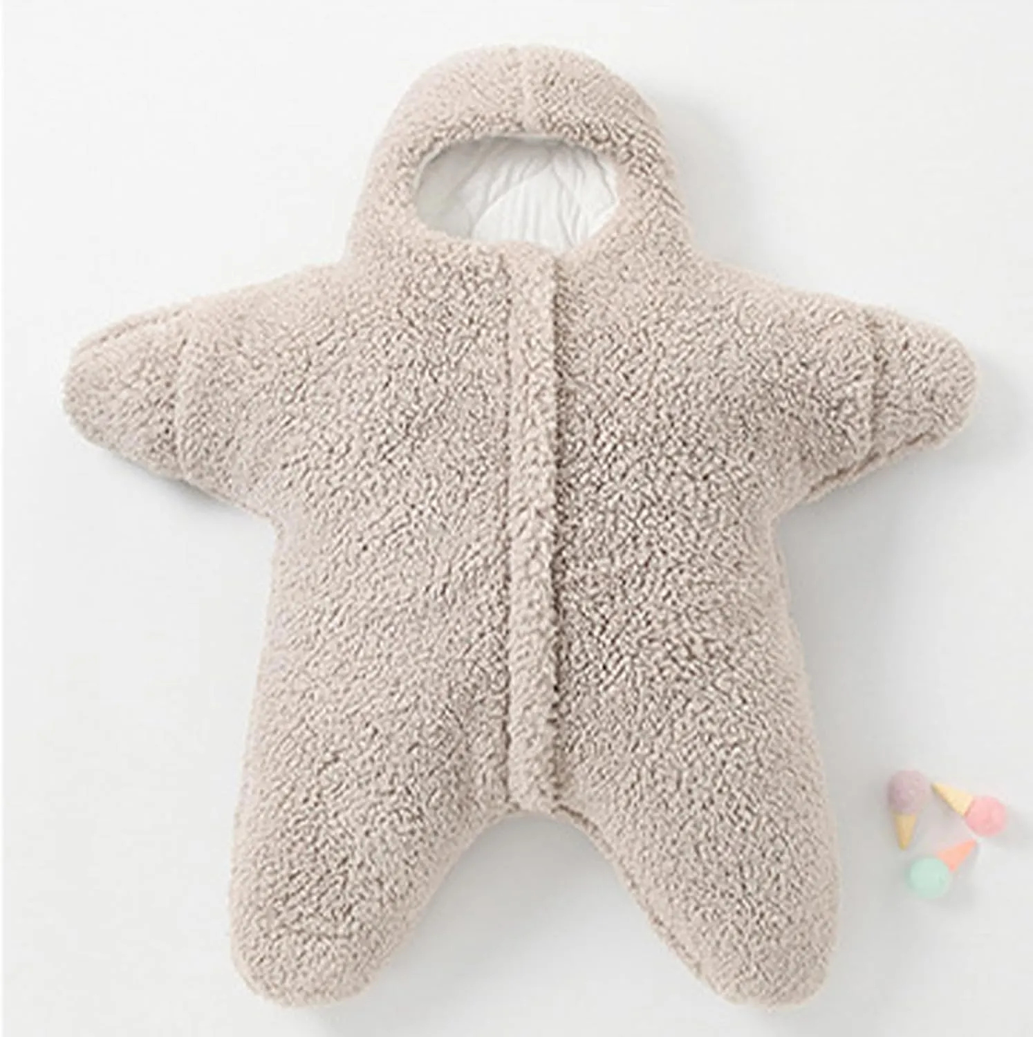 Baby Starfish Onesie, Thick Imitation Fleece Starfish Newborn Sleeping Bag, Infant Footie Jumpsuit Winter Warm Outfits
