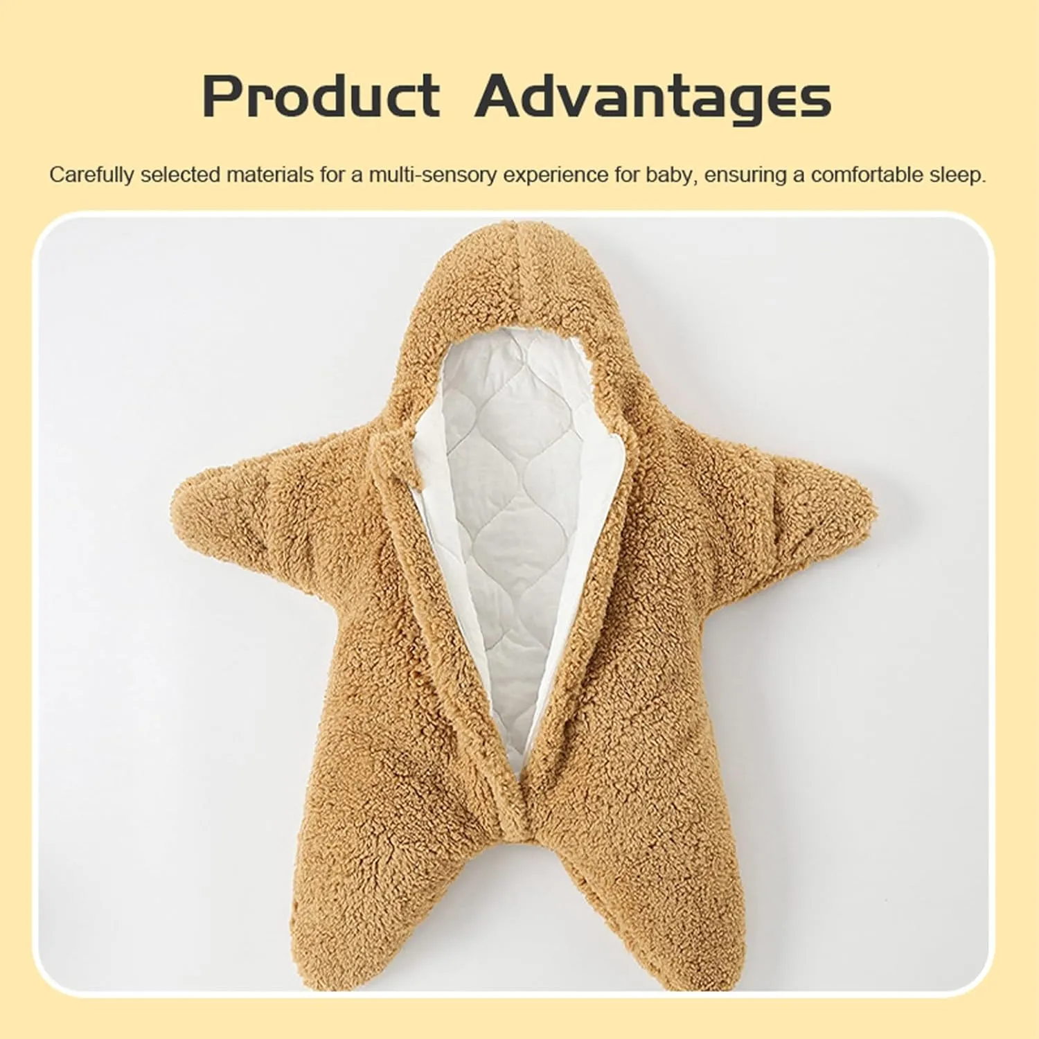 Baby Starfish Onesie, Thick Imitation Fleece Starfish Newborn Sleeping Bag, Infant Footie Jumpsuit Winter Warm Outfits