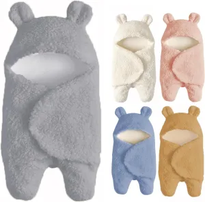 Baby Swaddle Blanket Boys Girls Cute Plush Receiving Blanket Ultra-Soft Newborn Sleeping Wraps for Infant 0-6 Months - Grey