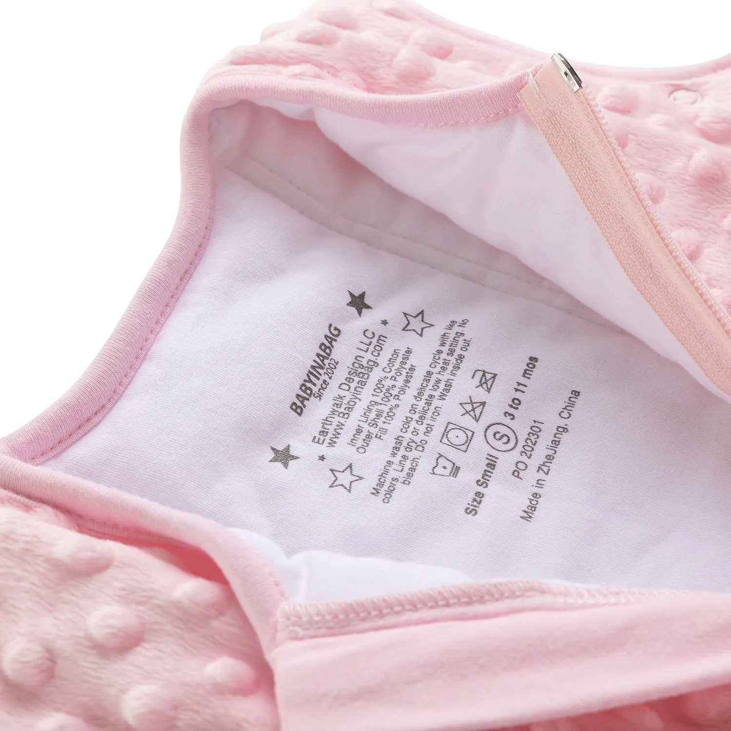 BABYINABAG Summer Model Baby Sleeping Bag and Sack, Plush Minky Dot, 1.25 Tog for Infants and Toddlers (Large (22 mos - 3T))