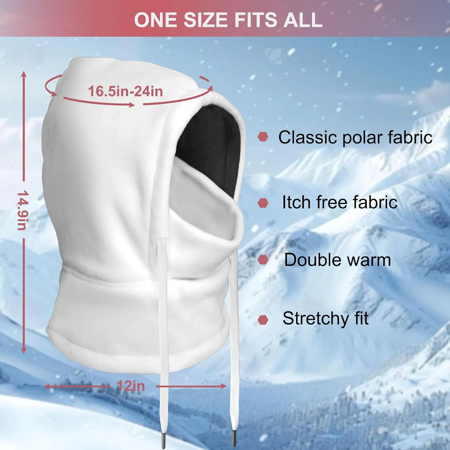 Balaclava Winter Face Mask: Thermal Polar Fleece Hood Windproof Ski Mask for Men Women, Convertible Warm Face Cover Hat Scarf