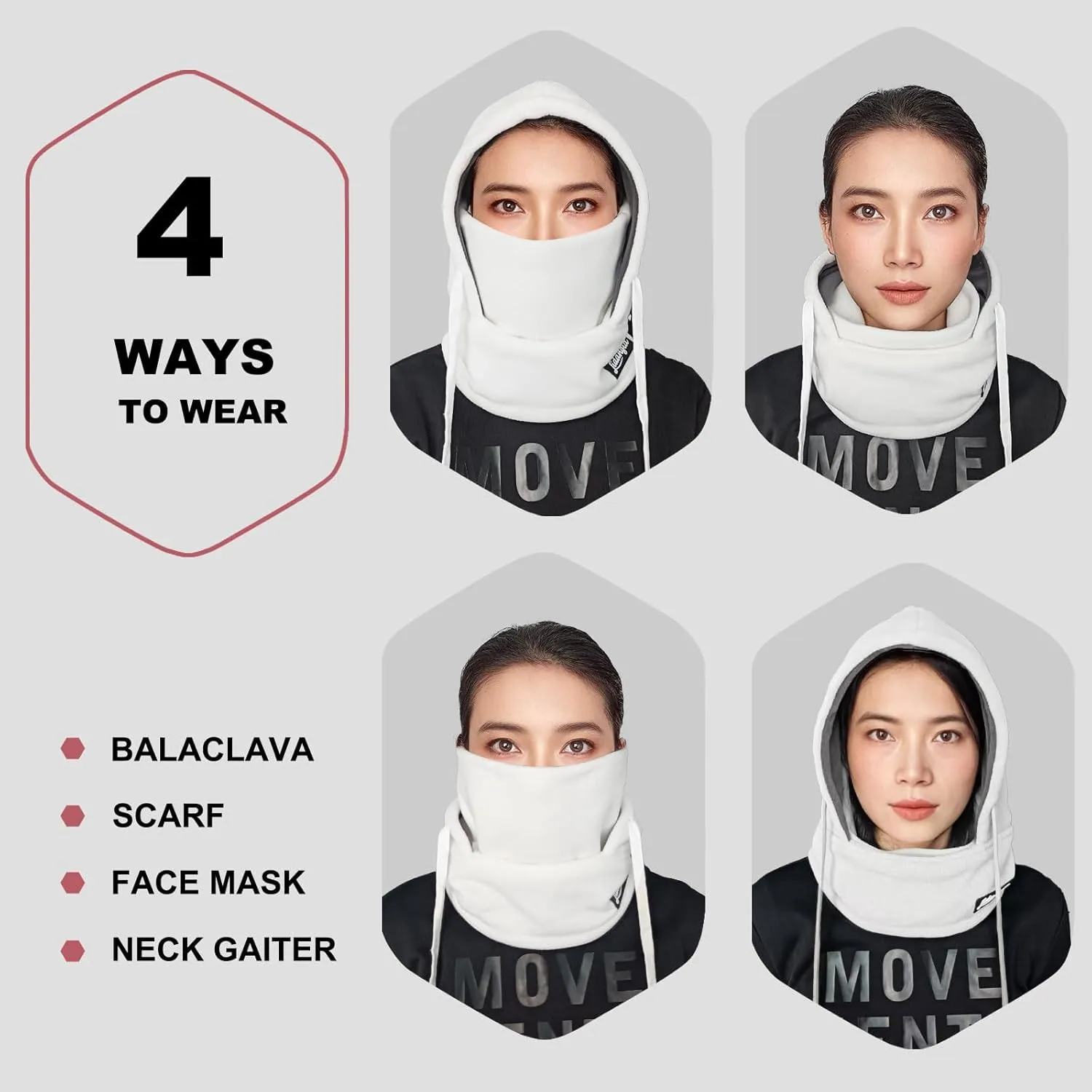 Balaclava Winter Face Mask: Thermal Polar Fleece Hood Windproof Ski Mask for Men Women, Convertible Warm Face Cover Hat Scarf