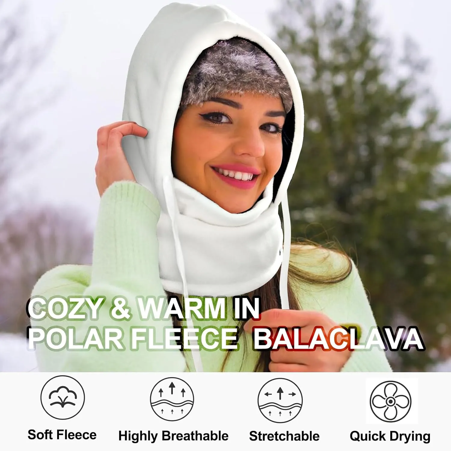 Balaclava Winter Face Mask: Thermal Polar Fleece Hood Windproof Ski Mask for Men Women, Convertible Warm Face Cover Hat Scarf