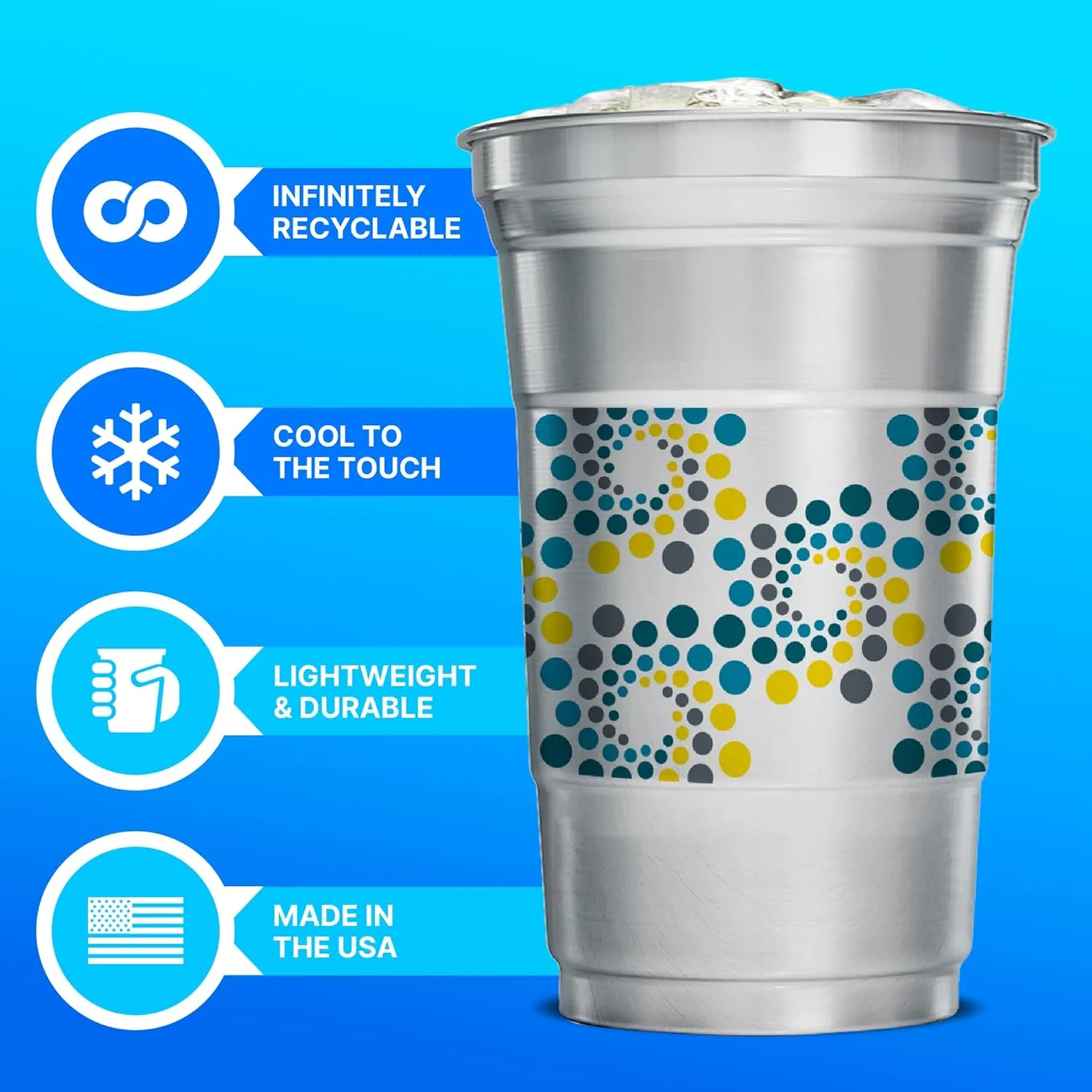 Ball Aluminum Cup Recyclable Party Cups, Swirl Design, 20oz. Cup, 30 Cups Per Pack