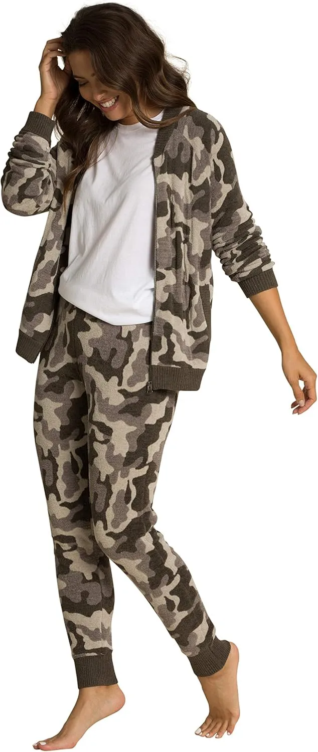 Barefoot CozyChic Ultra Lite Camo Joggers for Women, Gym Track Bottoms