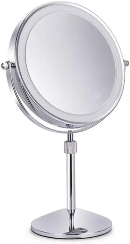 Bathroom Table Lifting Makeup, 5X Magnifying Double with LED Light Rotate 360 Degrees
