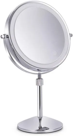 Bathroom Table Lifting Makeup, 5X Magnifying Double with LED Light Rotate 360 Degrees