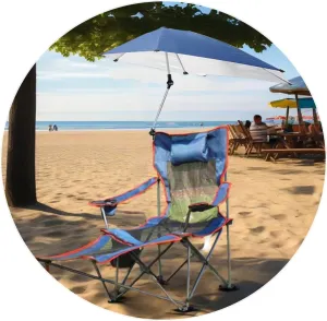 Beach Chair with Adjustable Umbrella, Outdoor Folding Chairs for Adults with Cup Holder & Carry Bag, Protable Recliner Chair for Camping Hiking Fishing(Sapphire)