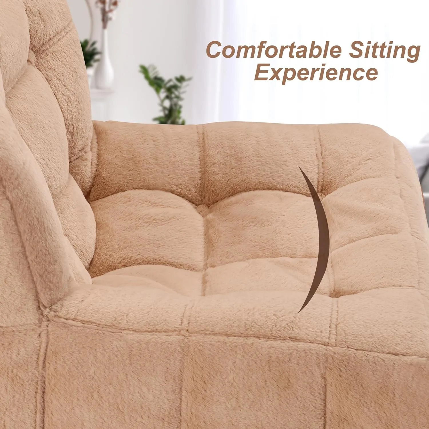 Bean Bag Chair Sofa Furry Beanbag Chair Couch for Adults Armless Bean Bag Lounge Soft Comfy Chair for Bedroom, Living Room or Balcony (Brown)