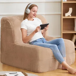 Bean Bag Chair Sofa Furry Beanbag Chair Couch for Adults Armless Bean Bag Lounge Soft Comfy Chair for Bedroom, Living Room or Balcony (Brown)