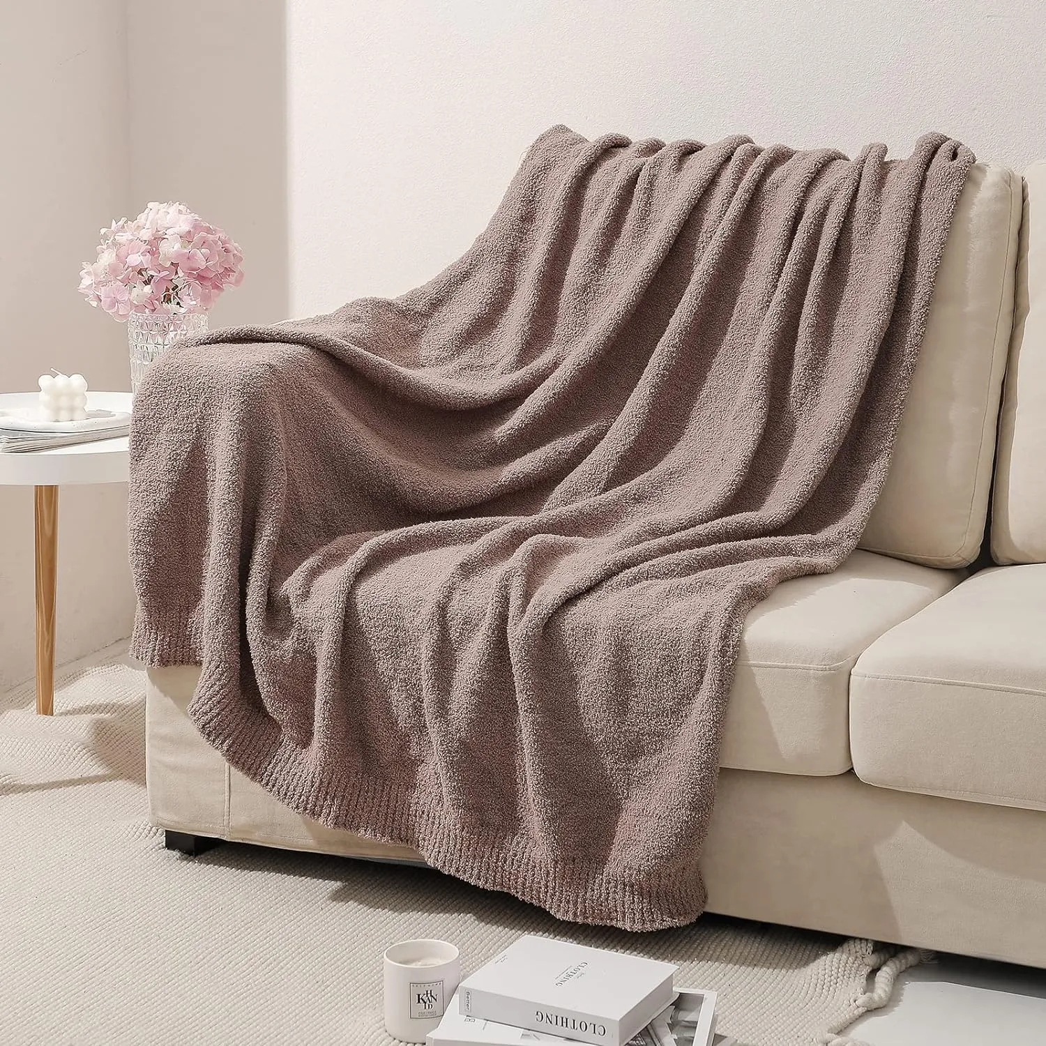 bearberry Super Soft Fluffy Throw Blanket Lightweight Cozy Warm Throw Blankets for Couch Bed Sofa All Season (Rose Taupe, 50”x60”)