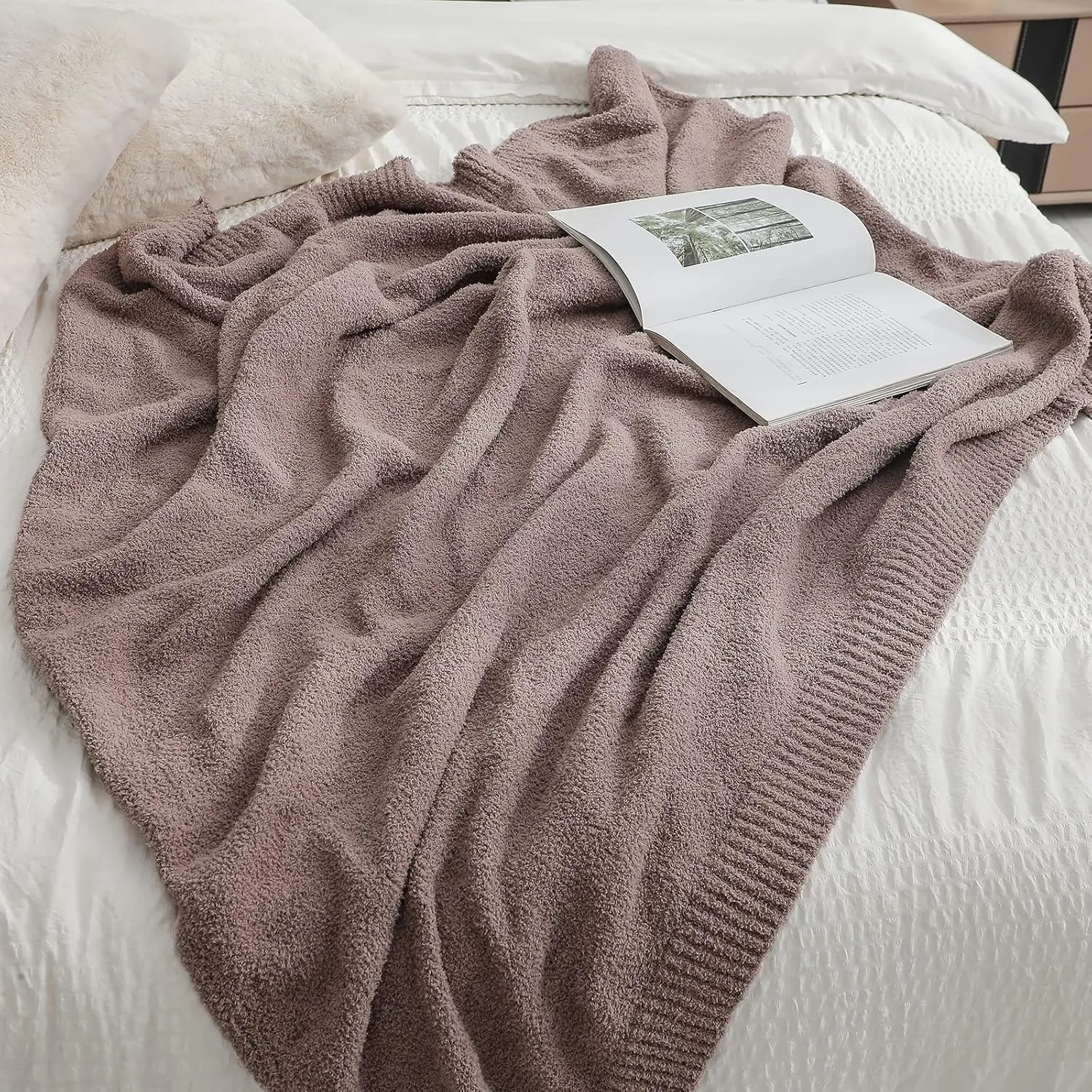 bearberry Super Soft Fluffy Throw Blanket Lightweight Cozy Warm Throw Blankets for Couch Bed Sofa All Season (Rose Taupe, 50”x60”)