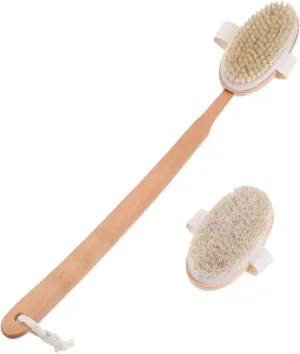 Beaupretty 1 Set Wooden Bath Scrubber Natural Boar Bristle Skin Massager with Long Handle for Deep Cleansing Exfoliating Hard to Reach Areas Shower