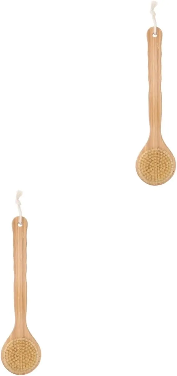 Beaupretty 2pcs Bath Handle Bristle Brush Exfoliating Back Scrubber for Deep Cleansing Body Care Spa Bath Brush for Smooth Skin Easy Storage