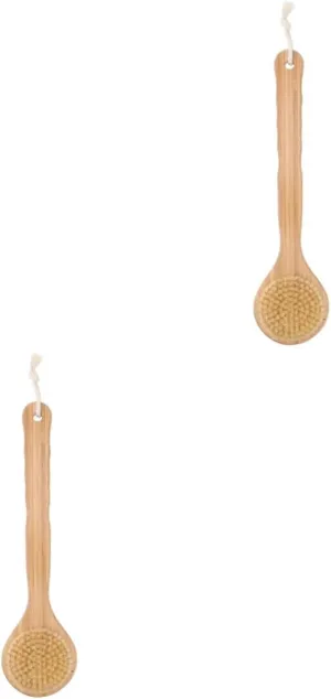 Beaupretty 2pcs Bath Handle Bristle Brush Exfoliating Back Scrubber for Deep Cleansing Body Care Spa Bath Brush for Smooth Skin Easy Storage