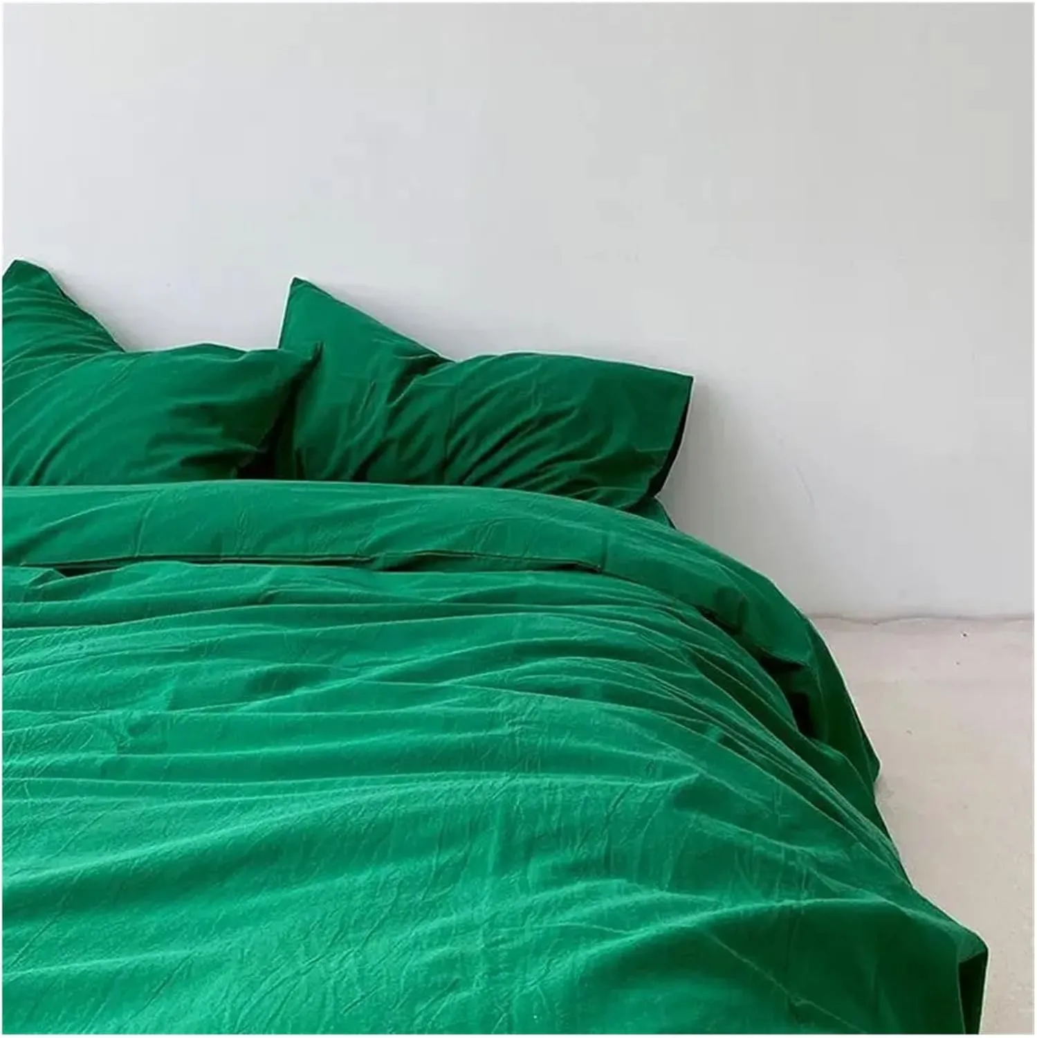 Bedding Set Cotton Naked Sleep Solid Color Duvet Cover Sheet 3 Piece Bedding Set, All Season (B Twin)