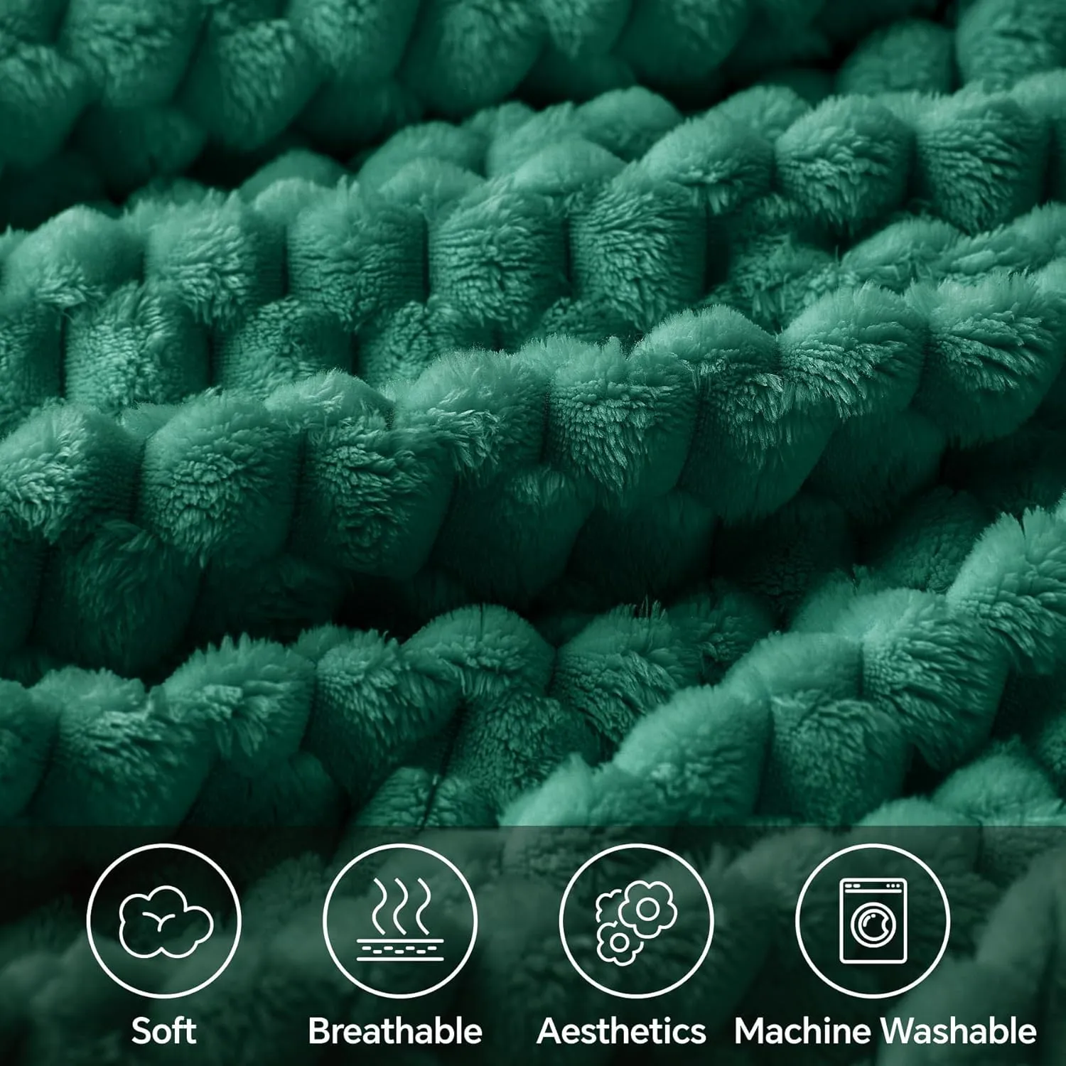 BEDELITE Fleece Throw Blanket for Couch & Bed - 3D Jacquard Decorative Dark Green Blanket, Super Soft and Cozy Warm Fuzzy Blanket All Seasons Suitable, 50x60Inches