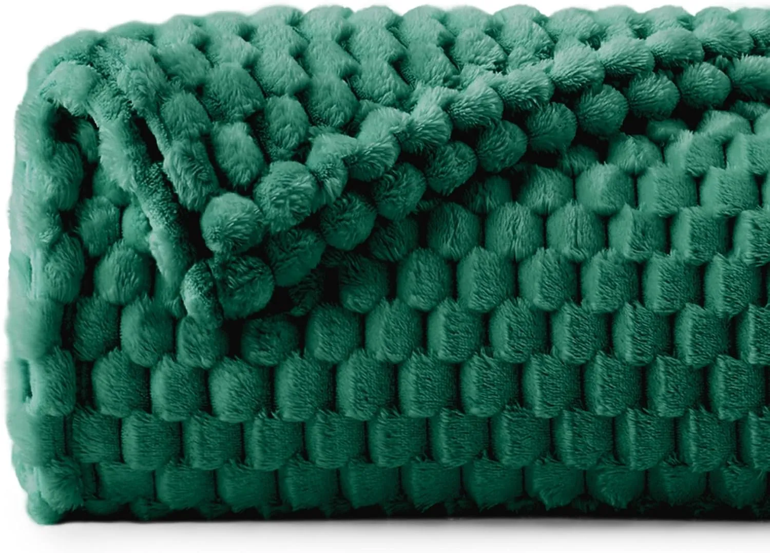 BEDELITE Fleece Throw Blanket for Couch & Bed - 3D Jacquard Decorative Dark Green Blanket, Super Soft and Cozy Warm Fuzzy Blanket All Seasons Suitable, 50x60Inches