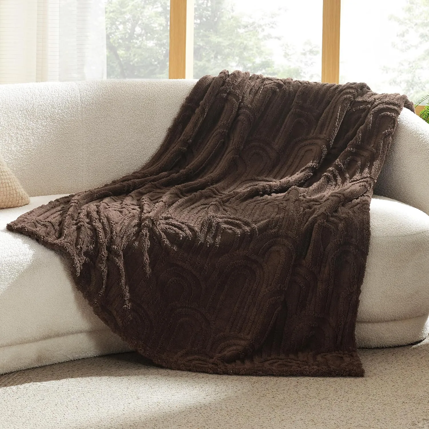 Bedsure Brown Throw Blanket for Couch - Super Soft & Cozy Summer Blankets for Women, Fluffy Fleece Throw for Girls, for Women, Ideal for Room, Home Decor, Dark Brown, 50x60 Inches
