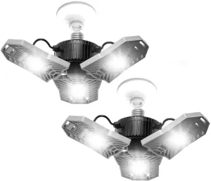 Bell Howell TRIBURST Aluminum Garage Lights 6500K 4000 Lumen S/2 – Adjustable Ceiling Light, Ultra Bright Lighting with 144 Bulbs and Multi-Directional Triple Panel for Indoor, Bedroom, Living Room