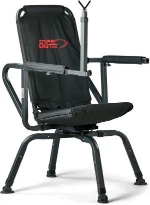 BenchMaster Sniper Seat Shooting Chair with Shooting Rest, 360 Degree Rotation, Adjustable Recline, Removable Arms, Adjustable Legs, Foldable for Carrying