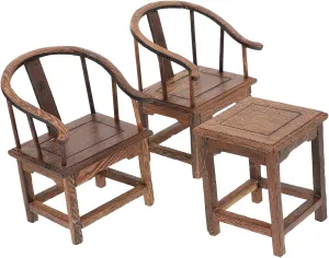 BESPORTBLE 1 Set Miniature Wooden Chair Ornament Set Creative House Furniture for Playhouse Adornment Unique Design with Fine Craftsmanship Present for Mini Decor for Home Decoration and
