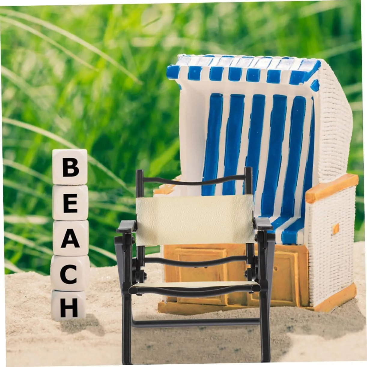 BESPORTBLE 2sets Stylish Miniature Beach Chair Micro Landscape Decor Prop for Dollhouse 2pcs*2