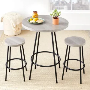 Best Choice Products Bistro Dining Set 3 Piece, Modern Round Counter Height Pub Table, Compact High Top with Bar Stools Pub Dining Set for Kitchen, Breakfast Room - Light Gray
